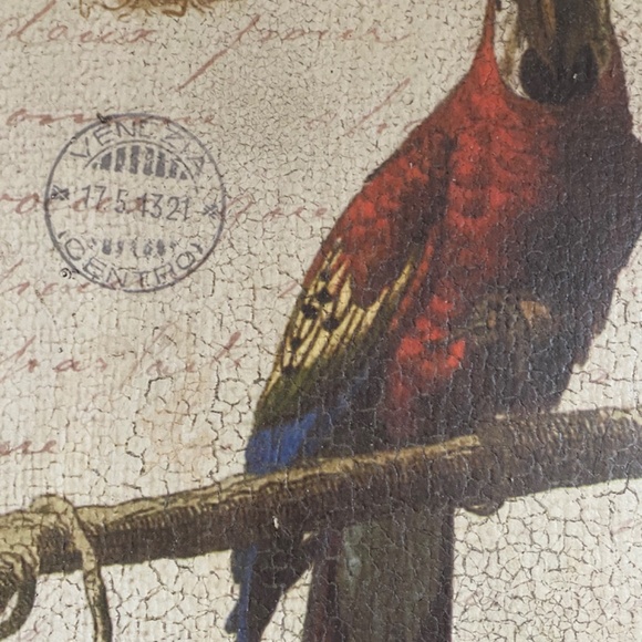 Bird print on burlap. Retro - Picture 13 of 15